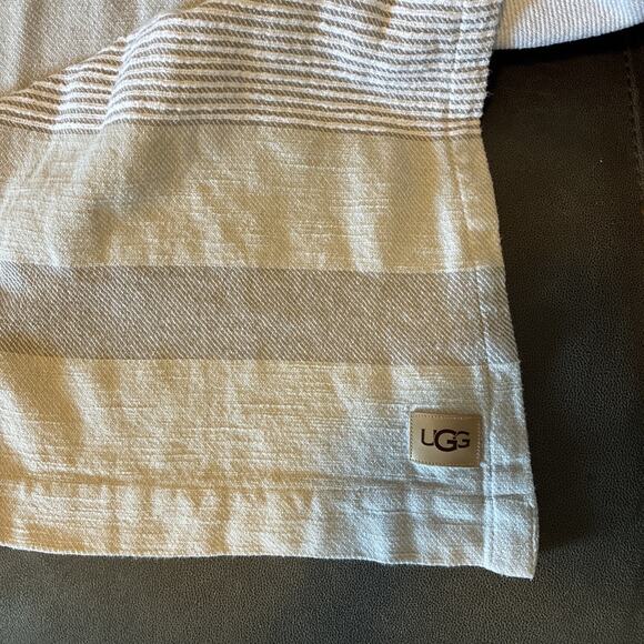 UGG Cotton Fabric Shower Curtain 71 x 71" Different Shades Of Gray Striping - Picture 4 of 8